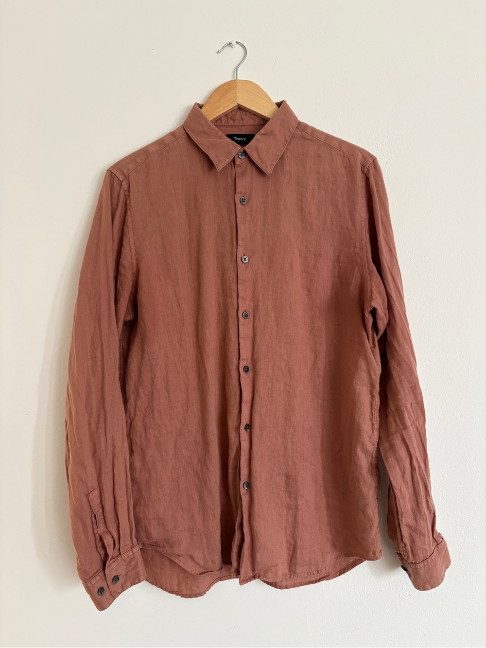 Theory Irving 100% Linen Shirt Terracotta Rust – M